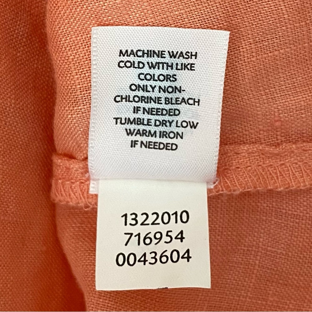 J JILL Shirt Linen Pin Tuck Button Down Tunic Long Sleeve Coral Peach Women L - Picture 12 of 12